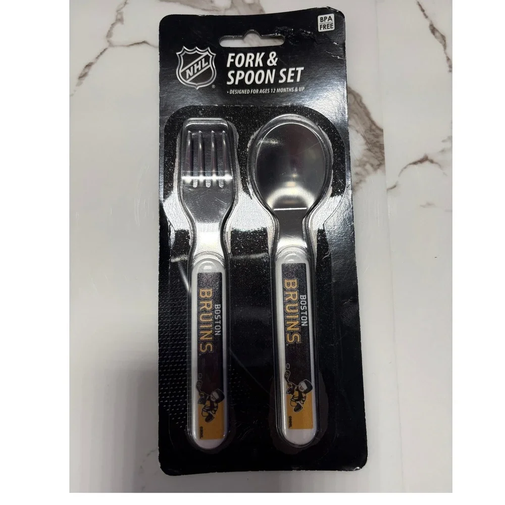 NHL Boston Bruins Baby‎ Fanatic Fork and Spoon Set Toddler Cutlery BPA Free NEW